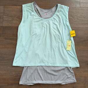 Tangerine 2-Piece Activewear Top Set ~ Mint Blue & Grey ~ Women's Sz M ~ NWT